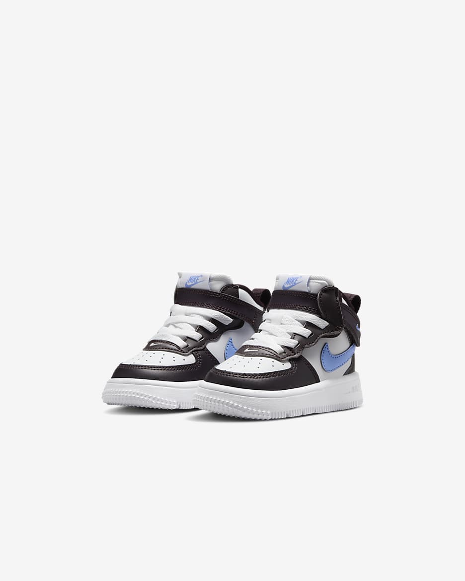 Nike Force 1 Mid EasyOn Baby/Toddler Shoes - Burgundy Ash/White/Royal Pulse