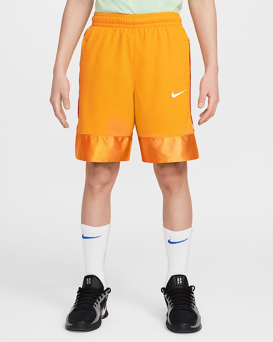 Nike Dri-FIT Elite 23 Big Kids' (Boys') Basketball Shorts - Orange Peel/White