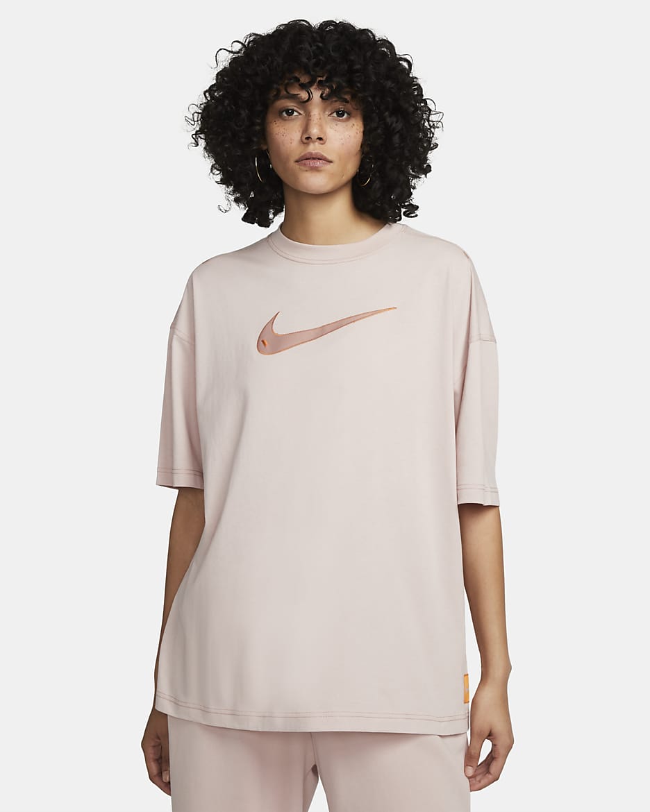 Nike Sportswear Swoosh Women's Short-Sleeve Top - Pink Oxford/Light Curry/Rose Whisper/Rose Whisper