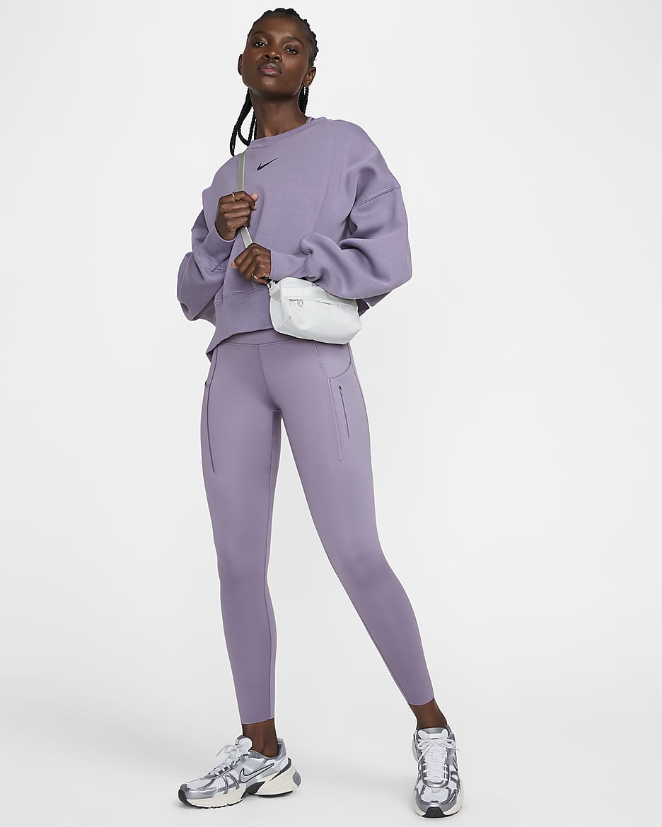 Nike Go 7/8-Leggings mit starkem Halt, mittelhohem Bund und Taschen für Damen - Daybreak/Schwarz