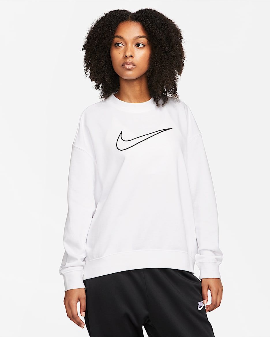 Sudadera de cuello redondo con gráfico para mujer Nike Dri-FIT Get Fit - Blanco/Negro