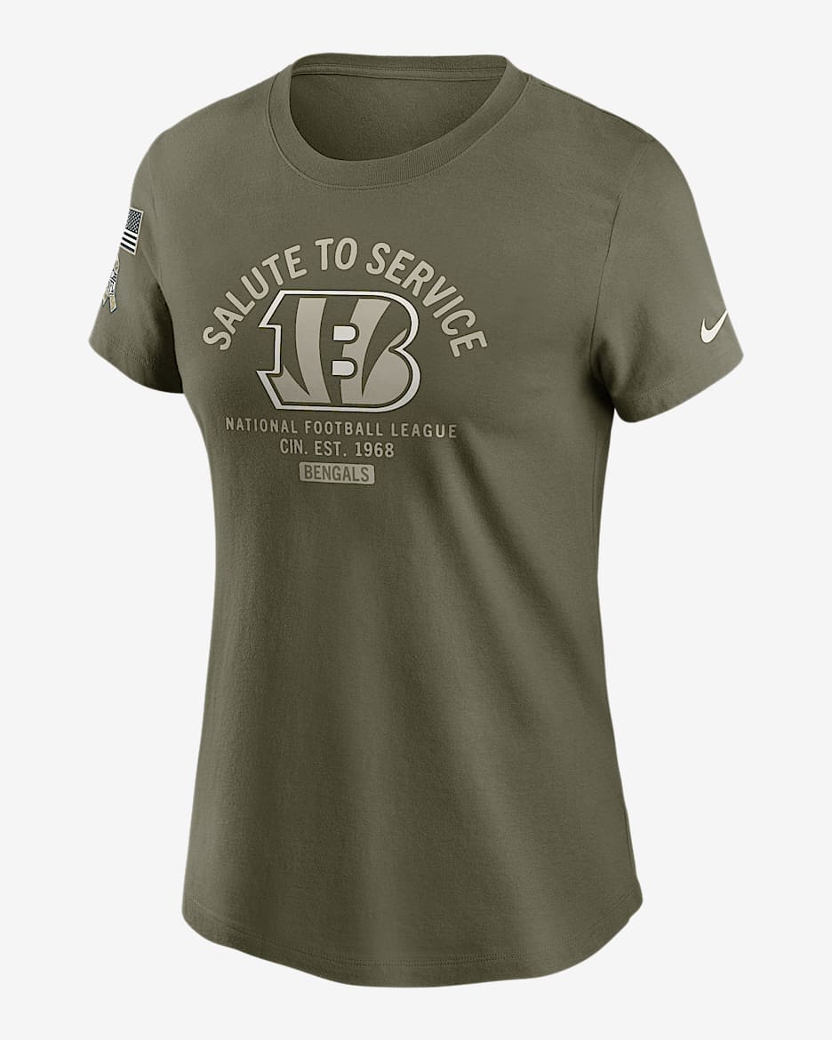 Cincinnati Bengals Salute to Service Sideline Women's Nike NFL T-Shirt - Olive