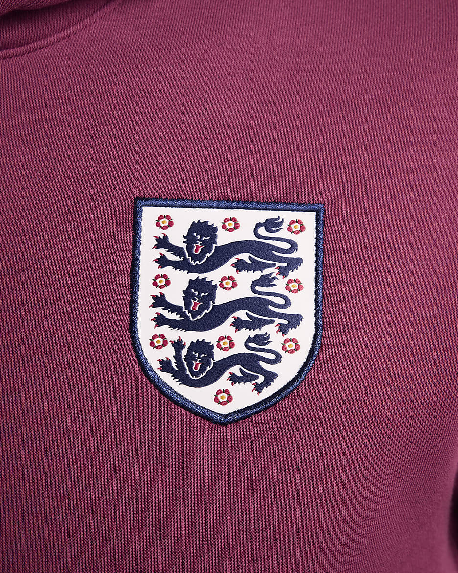 Sweat à capuche Nike Football Angleterre Club pour homme - Rosewood/Blanc