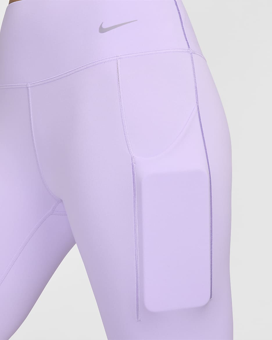 Legging 7/8 taille mi-haute à maintien normal avec poches Nike Universa pour femme - Lilac Bloom/Noir