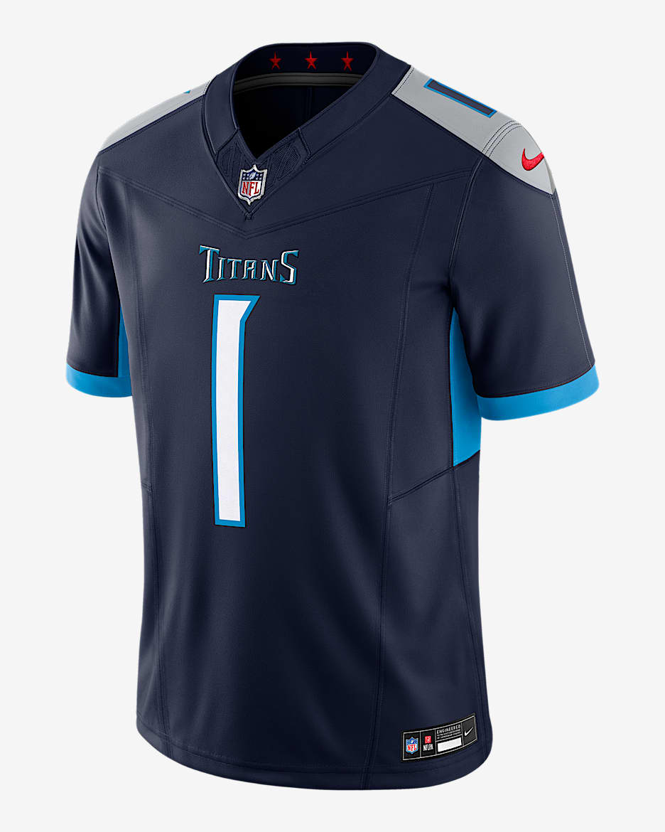 Cam Ward Tennessee Titans 2025 NFL Draft First Round Pick Men's Nike Dri-FIT NFL Limited Jersey - Navy