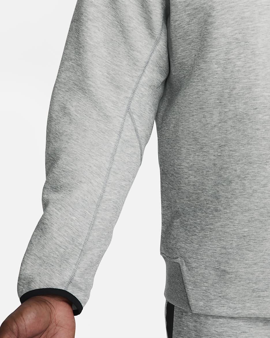 Pánská mikina s kulatým výstřihem Nike Sportswear Tech Fleece - Dark Grey Heather/Černá