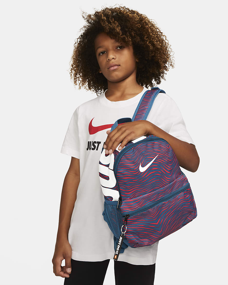 Nike Brasilia JDI Mini Kids' Printed Backpack (11L) - Marina/Marina/White