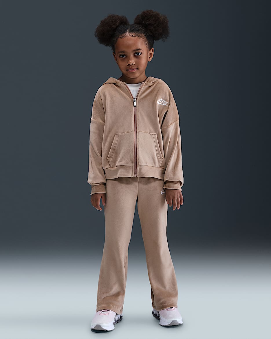 Conjunto de 2 piezas de leggings de tejido velour acampanados para niños talla pequeña Nike - Cáñamo