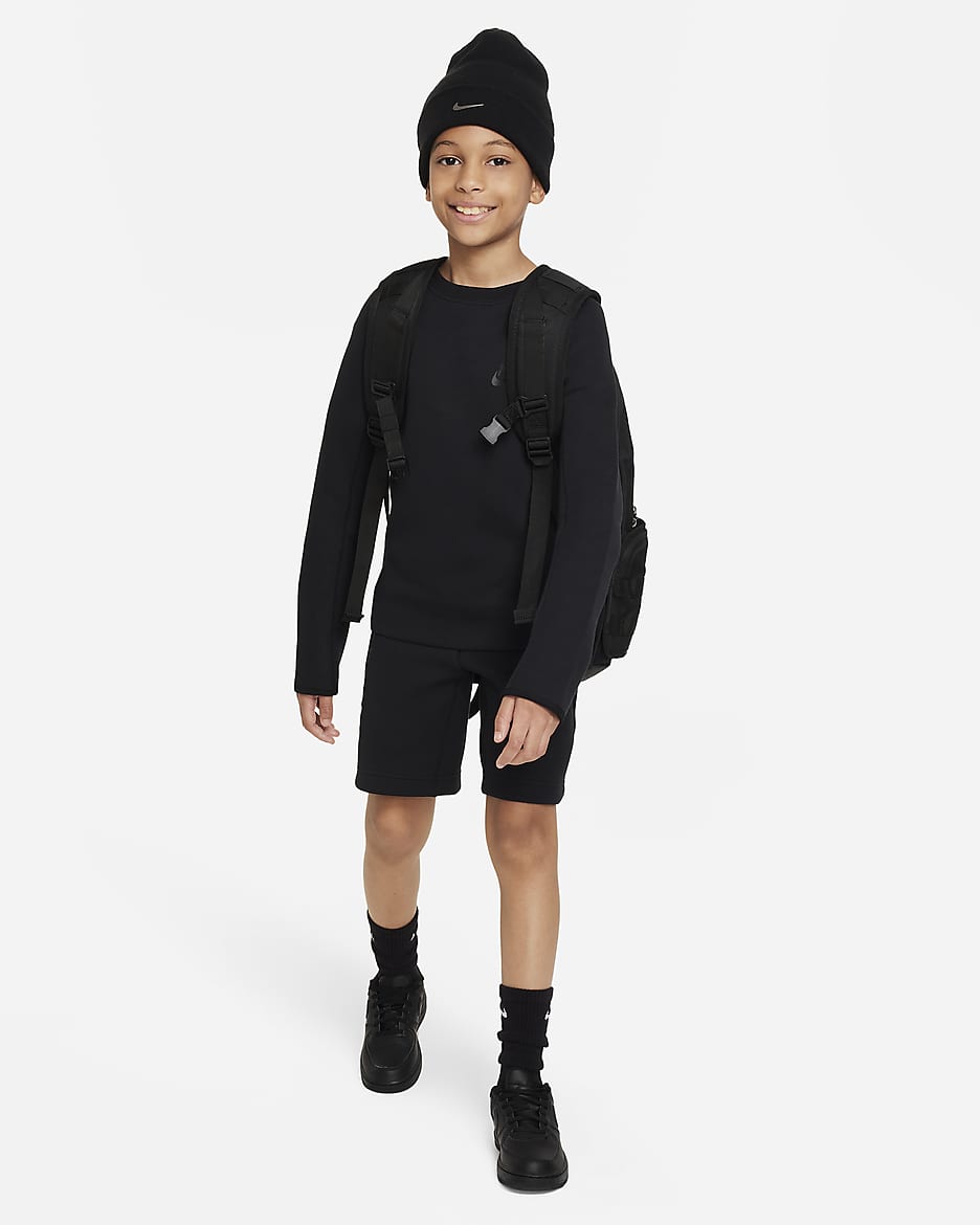 Nike Sportswear Tech Fleece Older Kids' (Boys') Sweatshirt - Black/Black/Black