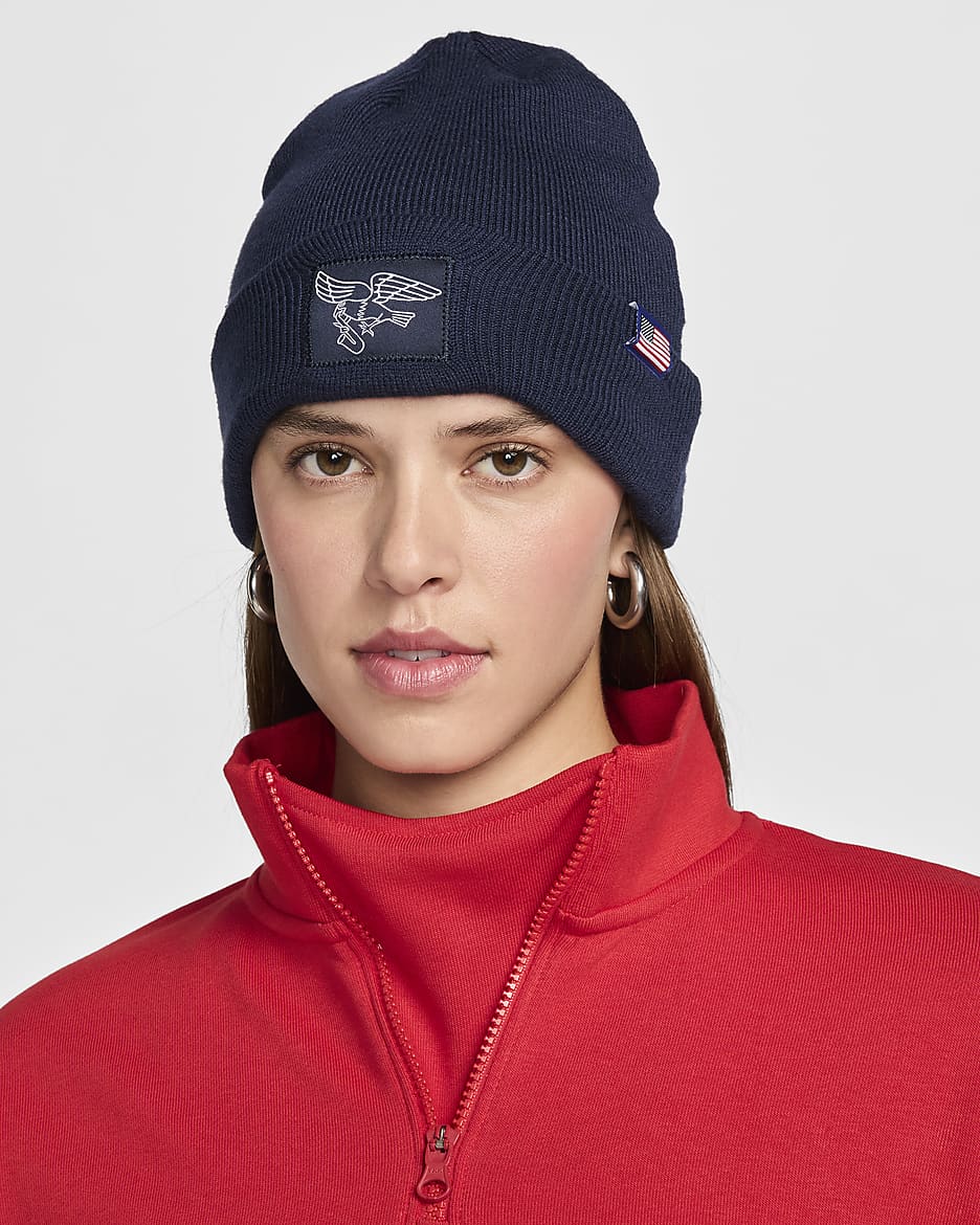 USA Terra Nike Beanie - Obsidian/White