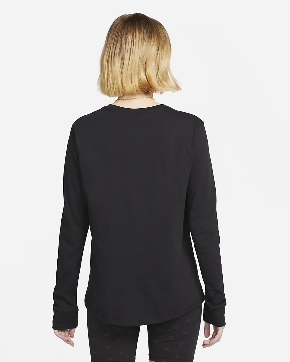 Nike Sportswear Essentials Women's Long-Sleeve Logo T-Shirt - Black/White