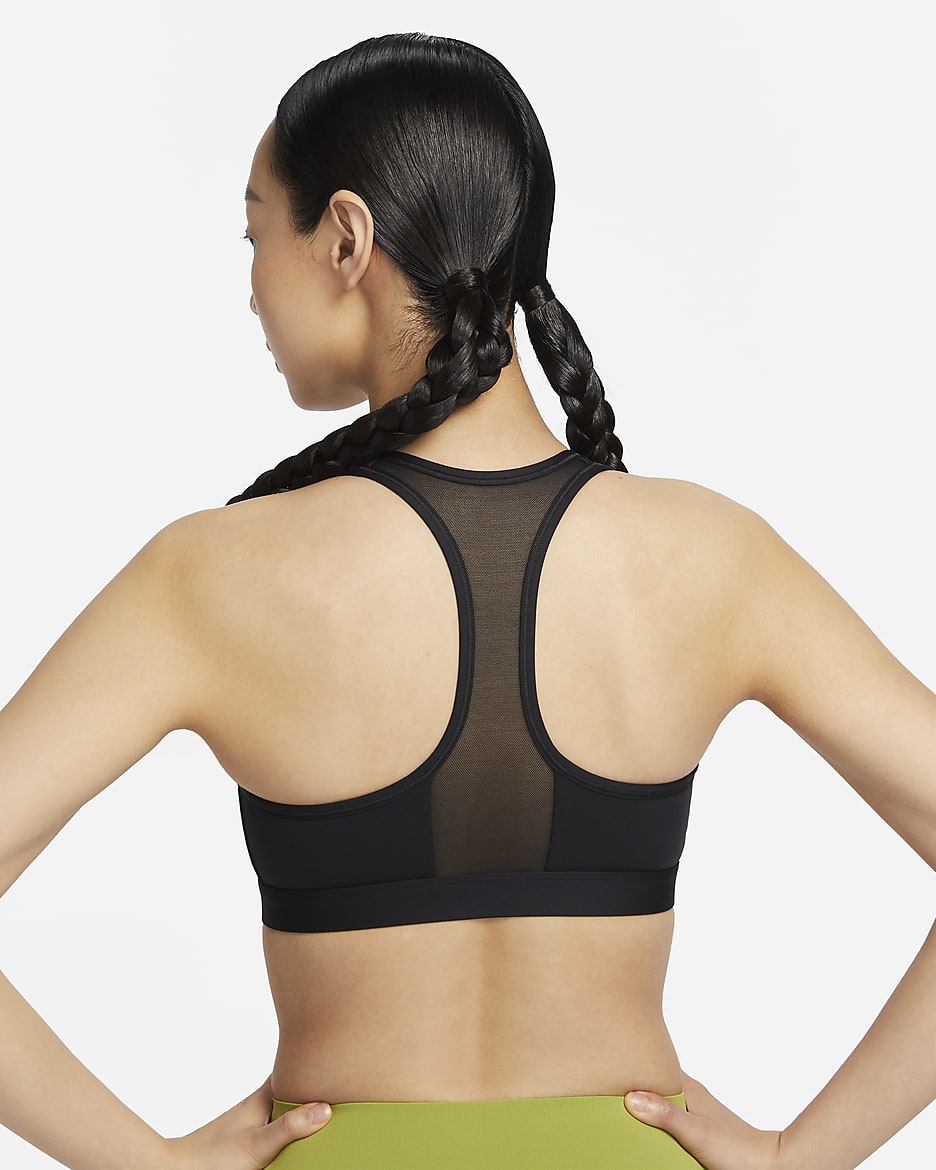 Nike Swoosh Front Zip Women's Medium-Support Padded Sports Bra - Black/Black/White