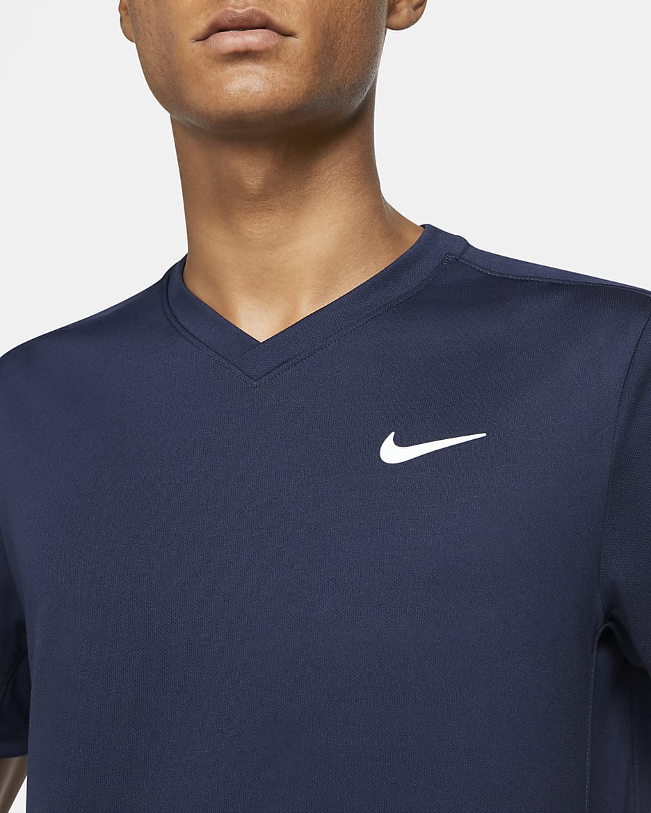 Męska koszulka do tenisa NikeCourt Dri-FIT Victory - Obsidian/Obsidian/Biel