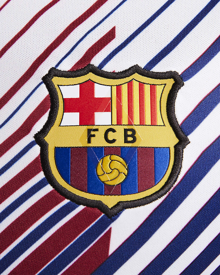 F.C. Barcelona Academy Pro Men's Nike Dri-FIT Pre-Match Football Top - White/White/Noble Red/University Gold