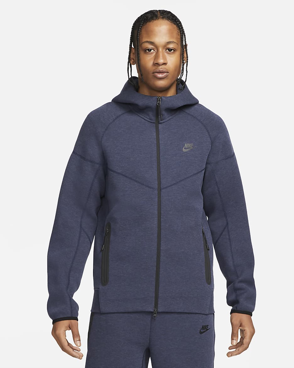 Felpa con cappuccio e zip a tutta lunghezza Nike Sportswear Tech Fleece Windrunner - Uomo - Obsidian Heather/Nero