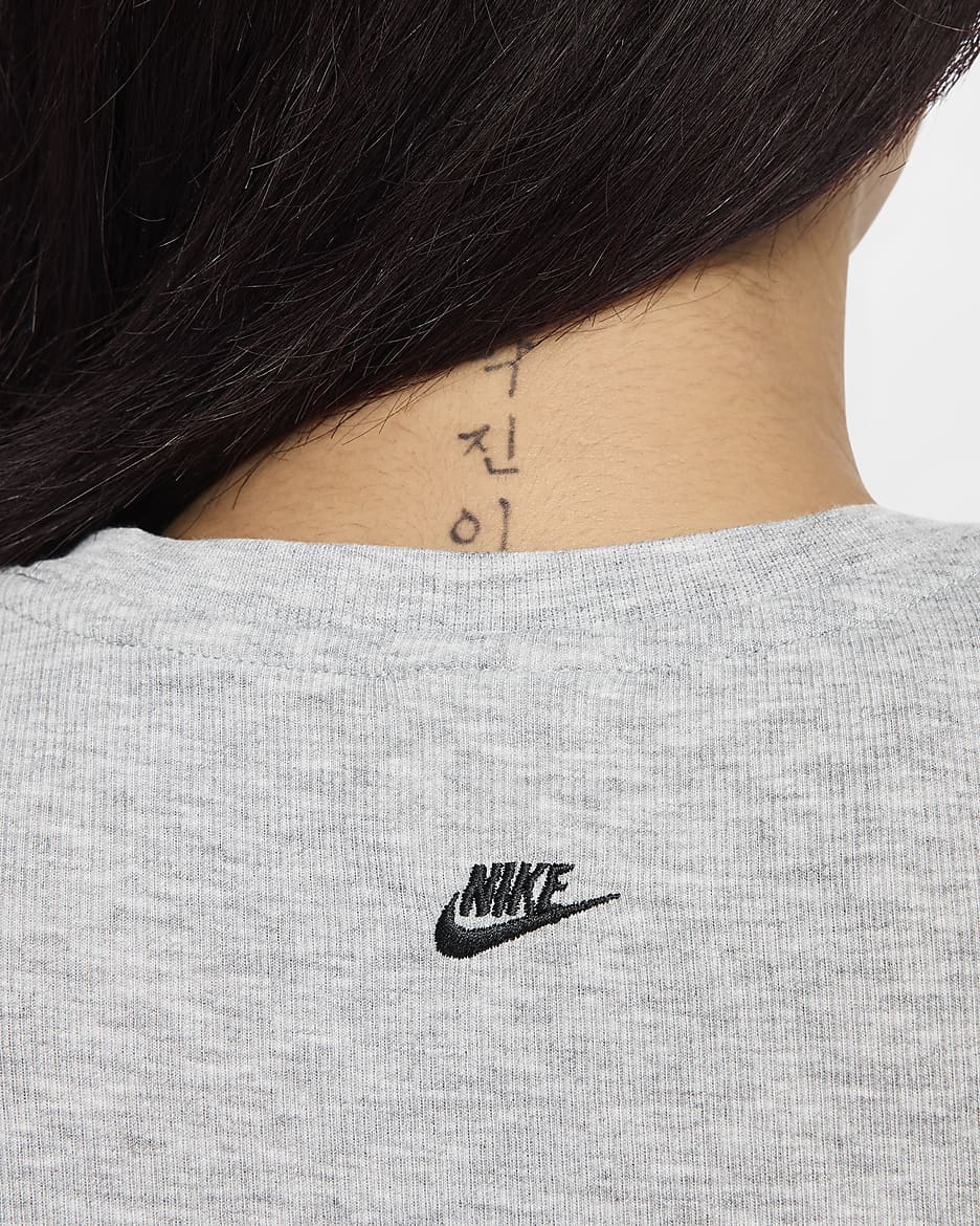 Nike Sportswear Chill Knit 女款短版極細羅紋背心 - Dark Grey Heather/黑色