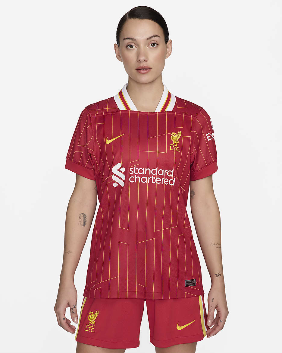 FC Liverpool 2024 Stadium Home Nike Replica Fußballtrikot mit Dri-FIT-Technologie (Damen) - Gym Red/Weiß/Chrome Yellow