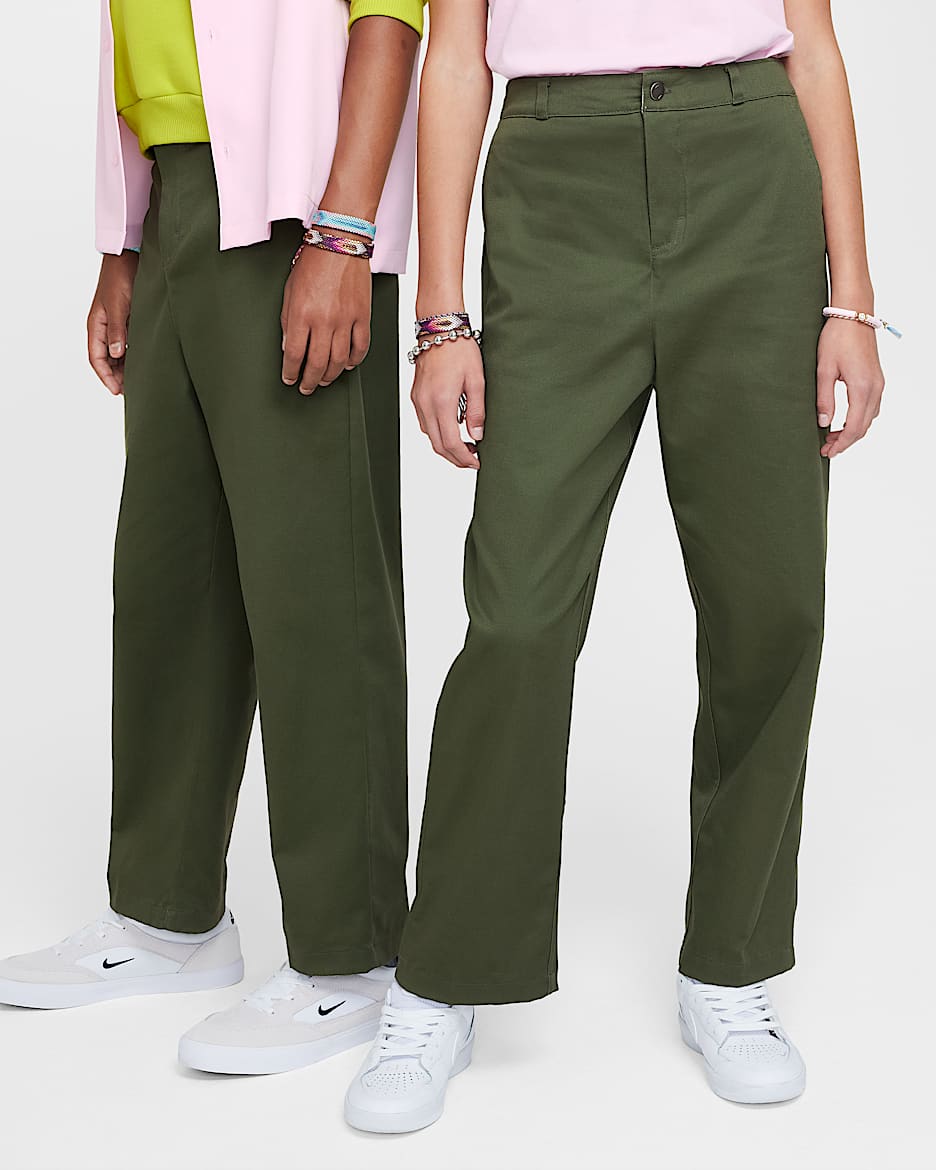 Pants chinos para skateboarding para niños talla grande Nike SB - Caqui militar/Oliva medio