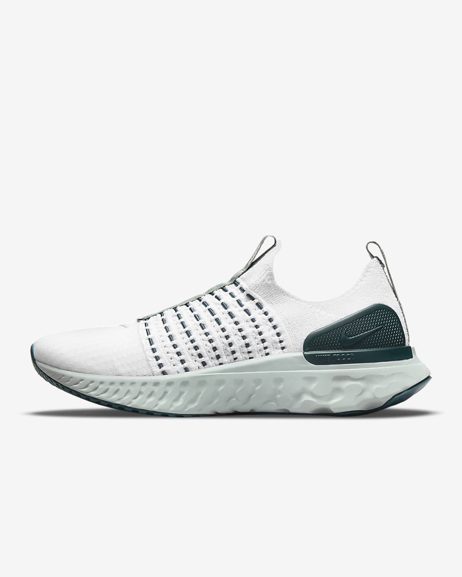 Calzado de running para carretera para mujer Nike React Phantom Run Flyknit 2 - Tinte platino/Verde azul verdoso oscuro/Humo jade/Plata claro