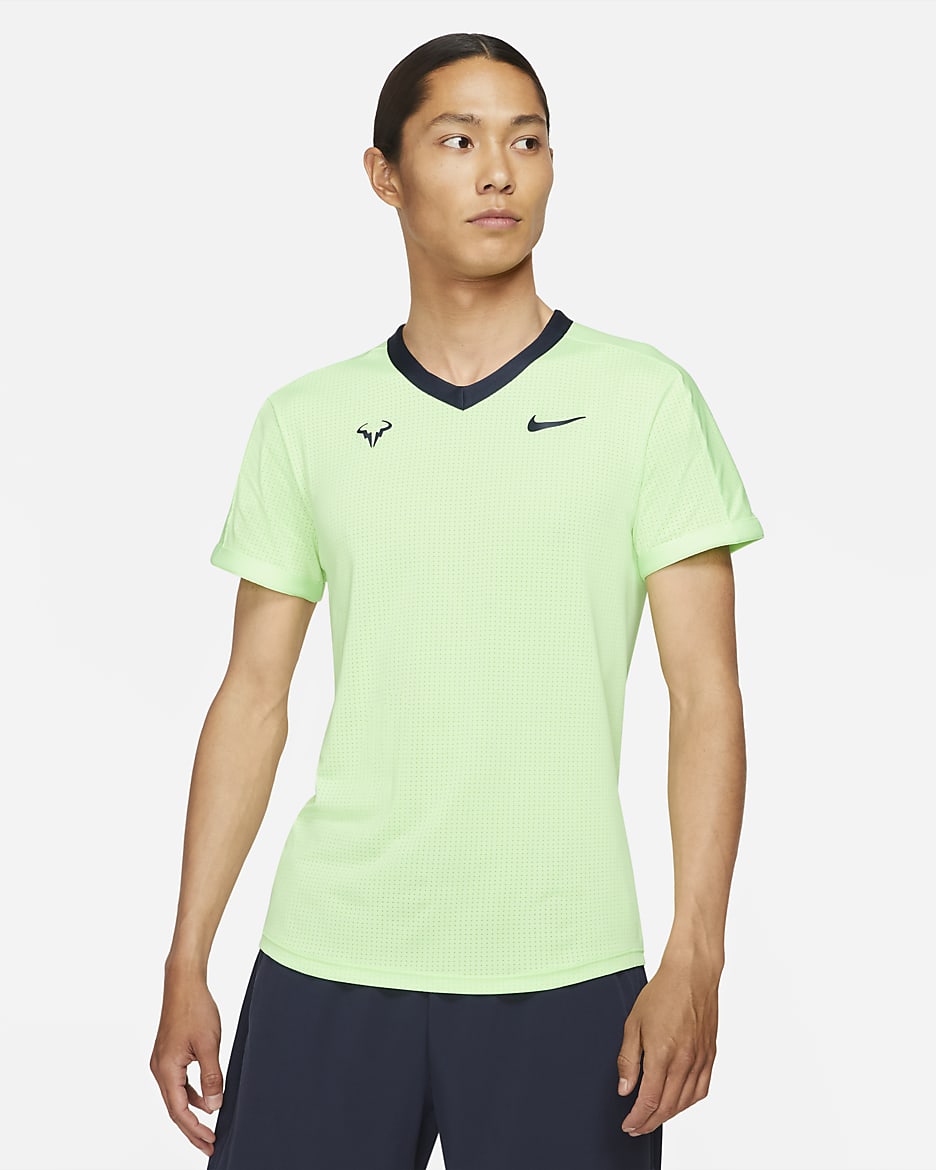 ナイキコート Dri-FIT ADV ラファ メンズ ショートスリーブ テニストップ - ライムグロー/オブシディアン/ライムグロー/オブシディアン