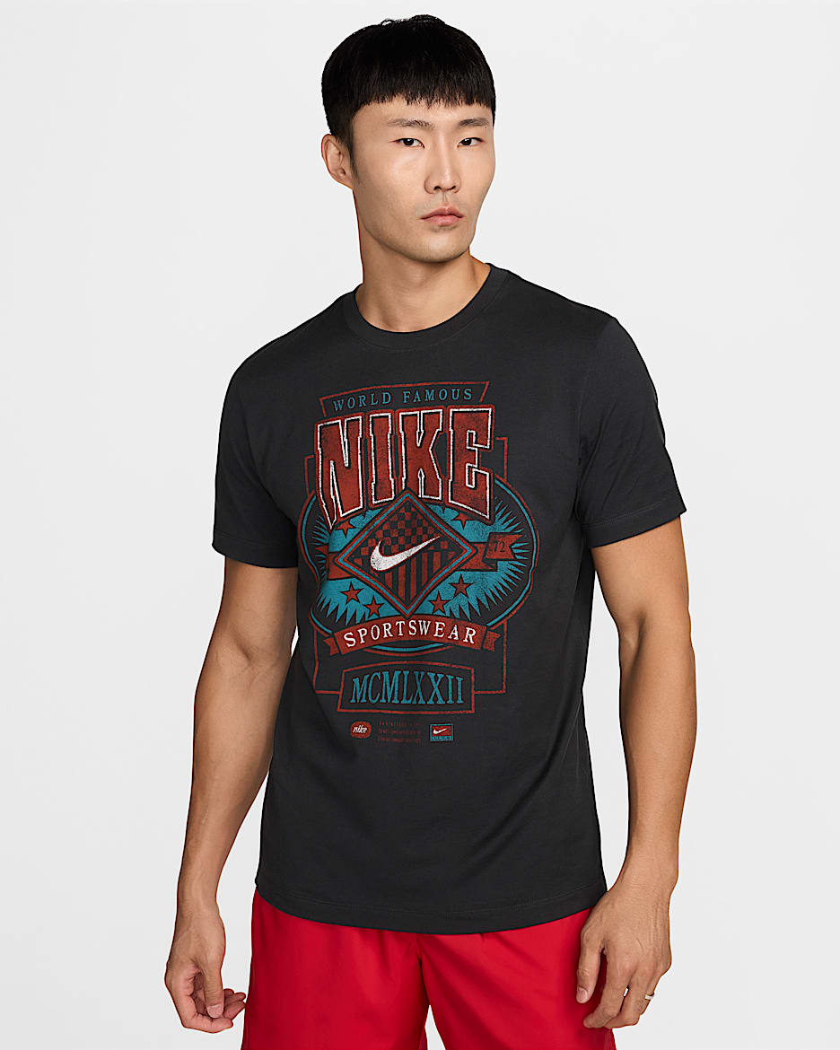 Playera de cuello redondo para hombre Nike Sportswear - Sombrío apagado/Rojo picante/Cactus empolvado/Vela