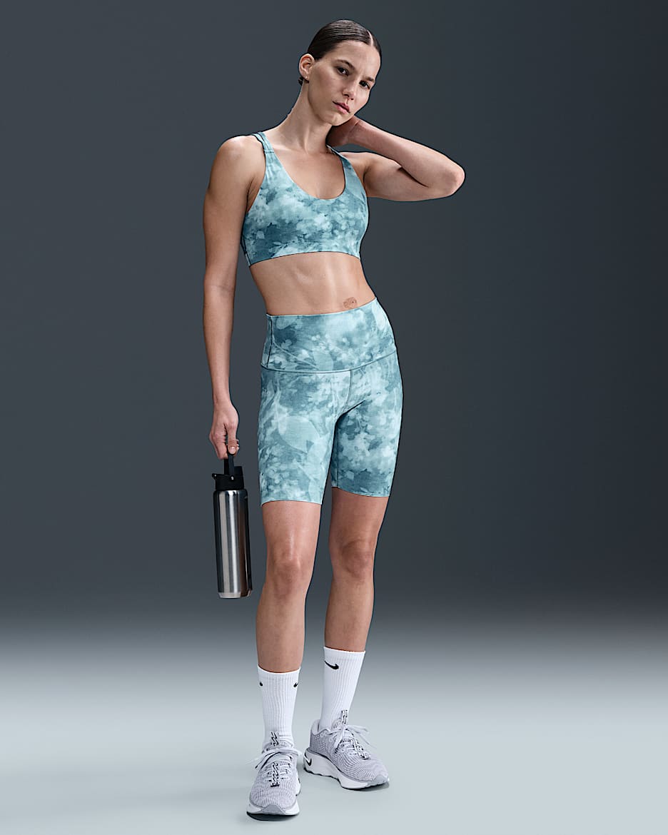 Nike Zenvy Women's Gentle-Support High-Waisted 8" Printed Biker Shorts - Smoky Blue