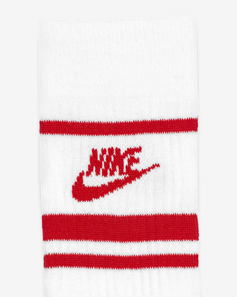 Nike Sportswear Dri-FIT Everyday Essential Crew-Socken (3 Paar) - Weiß/University Red/University Red