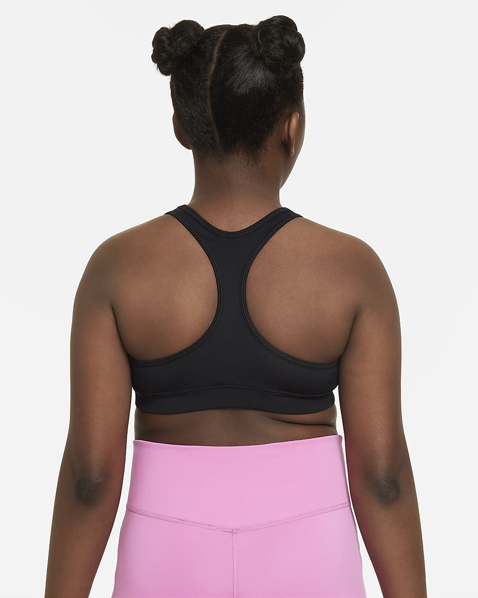 Brassière de sport Nike Swoosh pour Fille plus âgée (taille élargie) - Noir/Blanc