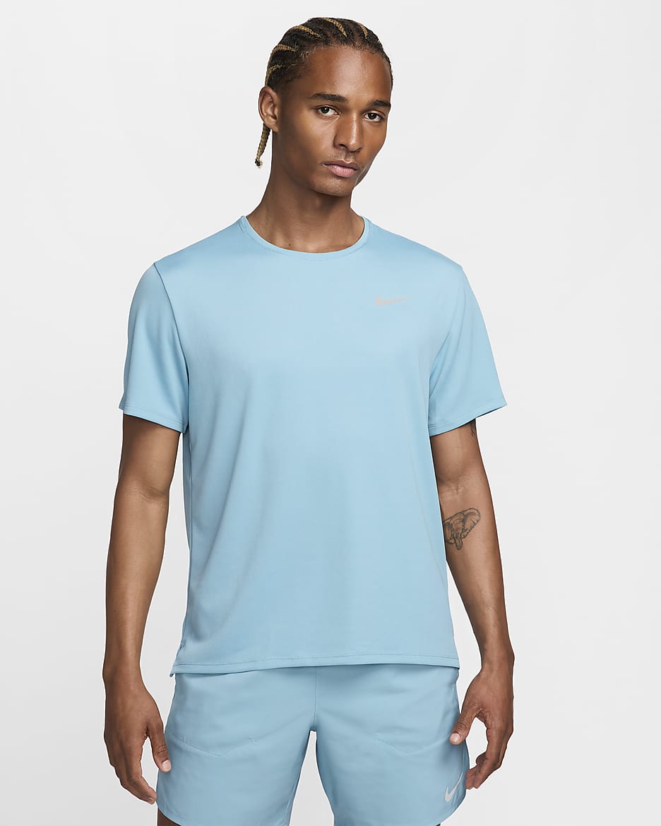 Nike Miler Dri-FIT UV rövid ujjú férfi futófelső - Denim Turquoise