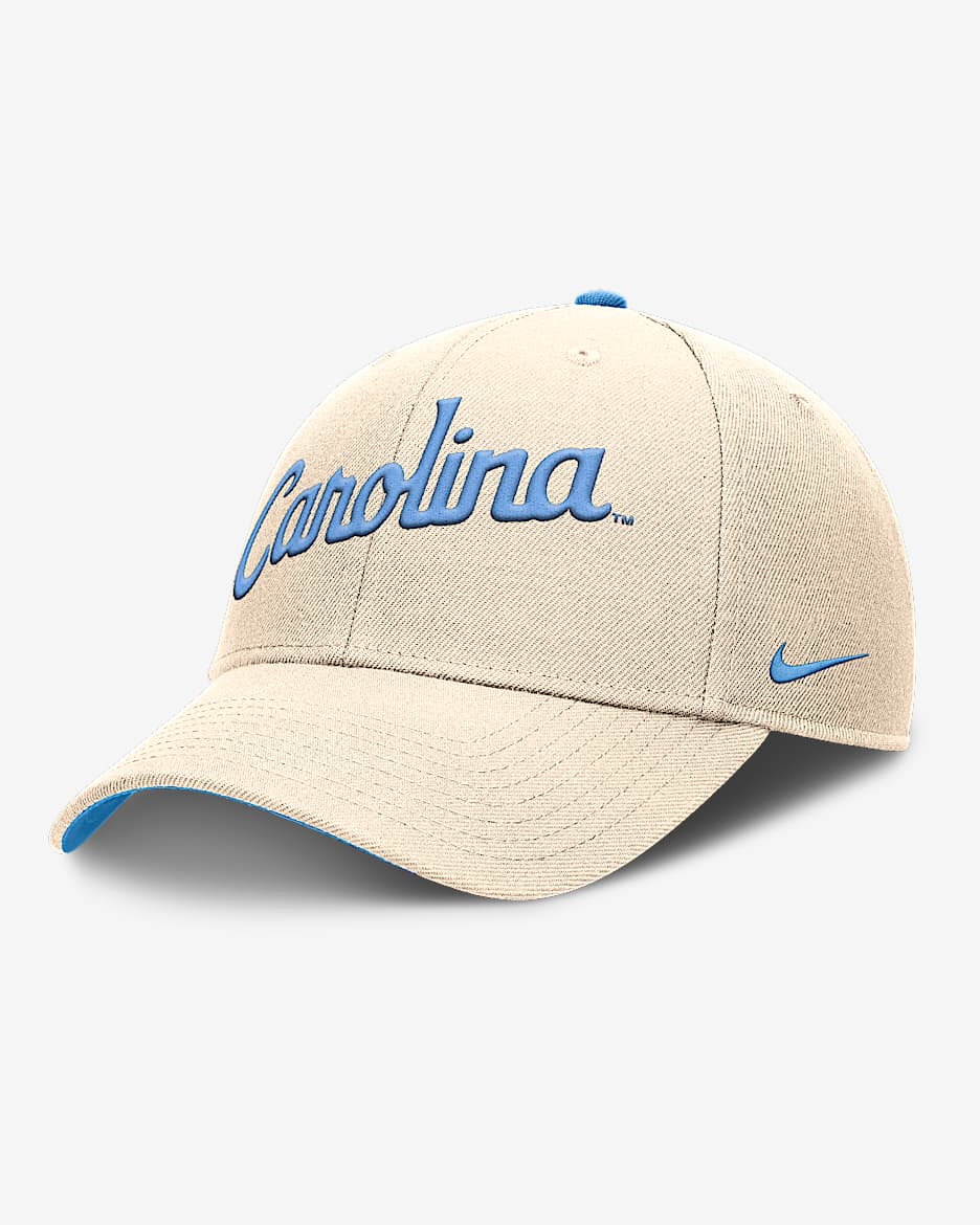 Gorra universitaria Nike ajustable para hombre North Carolina Tar Heels Primetime Rise - Natural