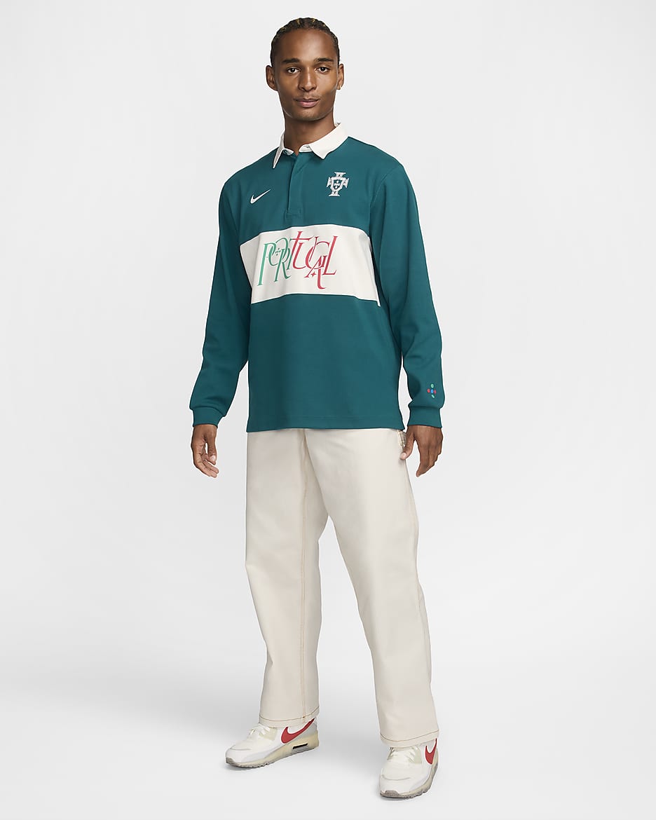 Portugal Men's Nike Rugby Top - Geode Teal/Sail/Sail