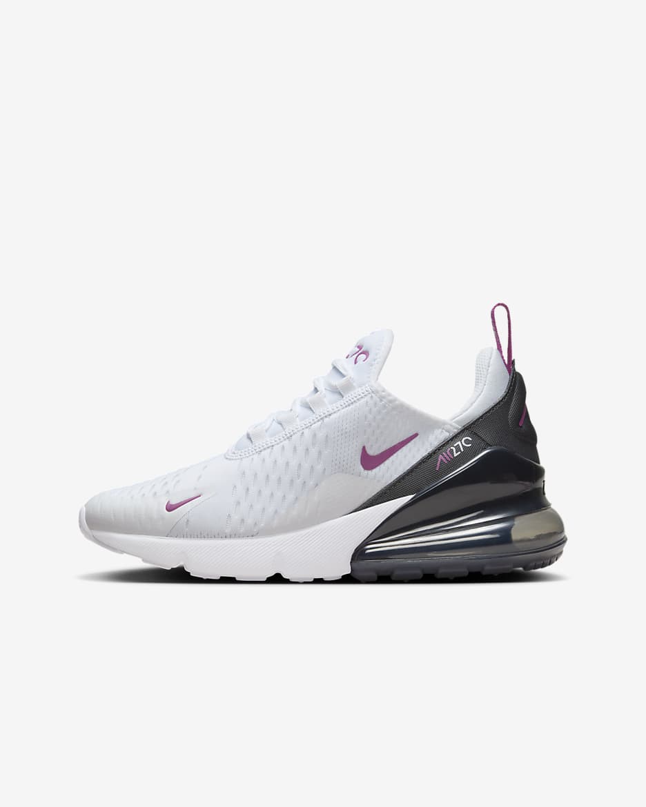 Tenis para niños grandes Nike Air Max 270 - Blanco/Antracita/Fucsia cálido