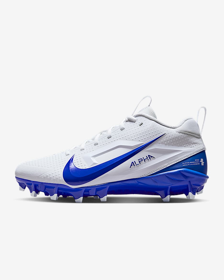 Tacos de fútbol Nike Alpha Menace 4 Varsity - Blanco/Hiperroyal/Polvo fotón/Hiperroyal
