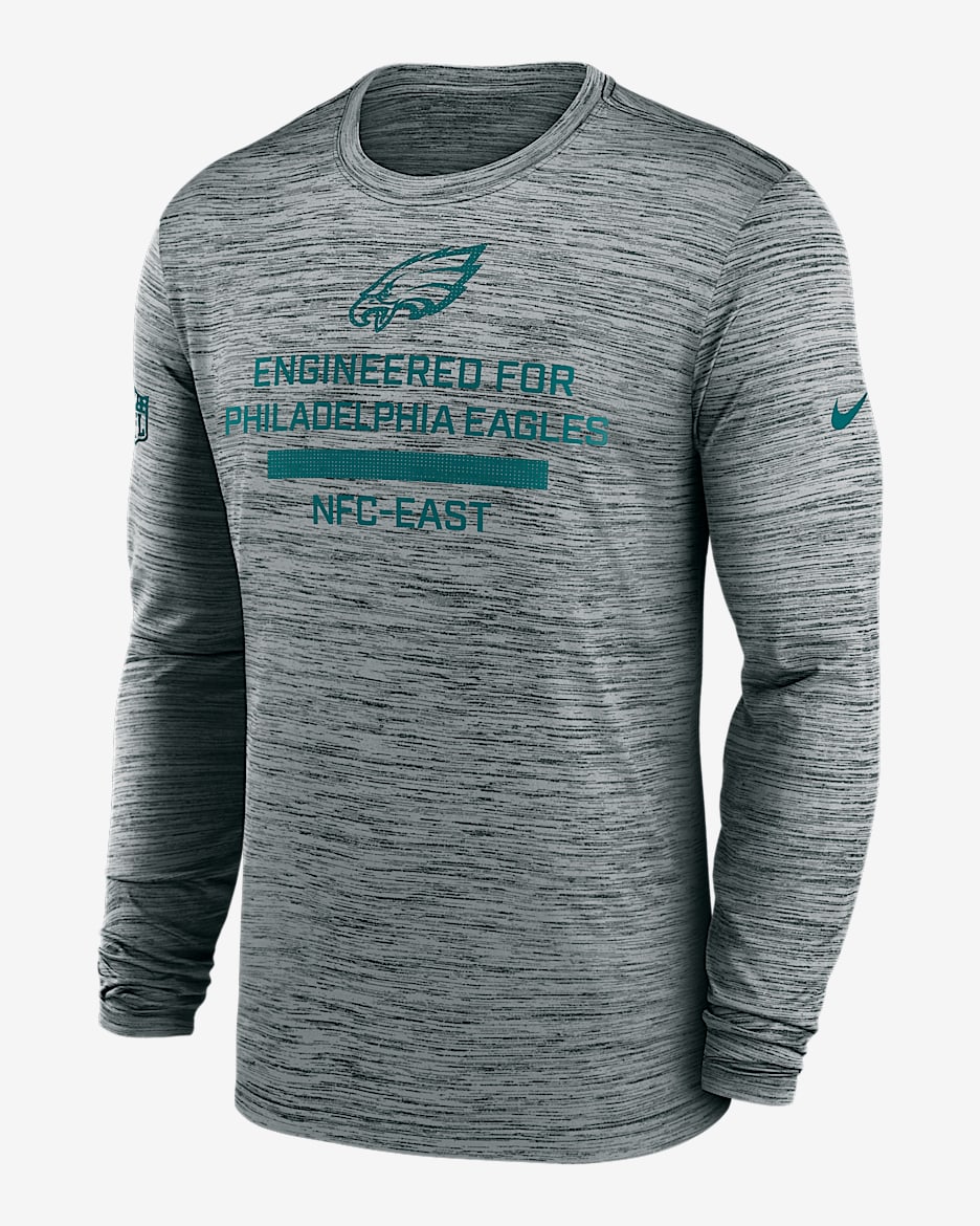 Philadelphia Eagles Sideline Team Issue Velocity Men's Nike Dri-FIT NFL Long-Sleeve T-Shirt - Grey