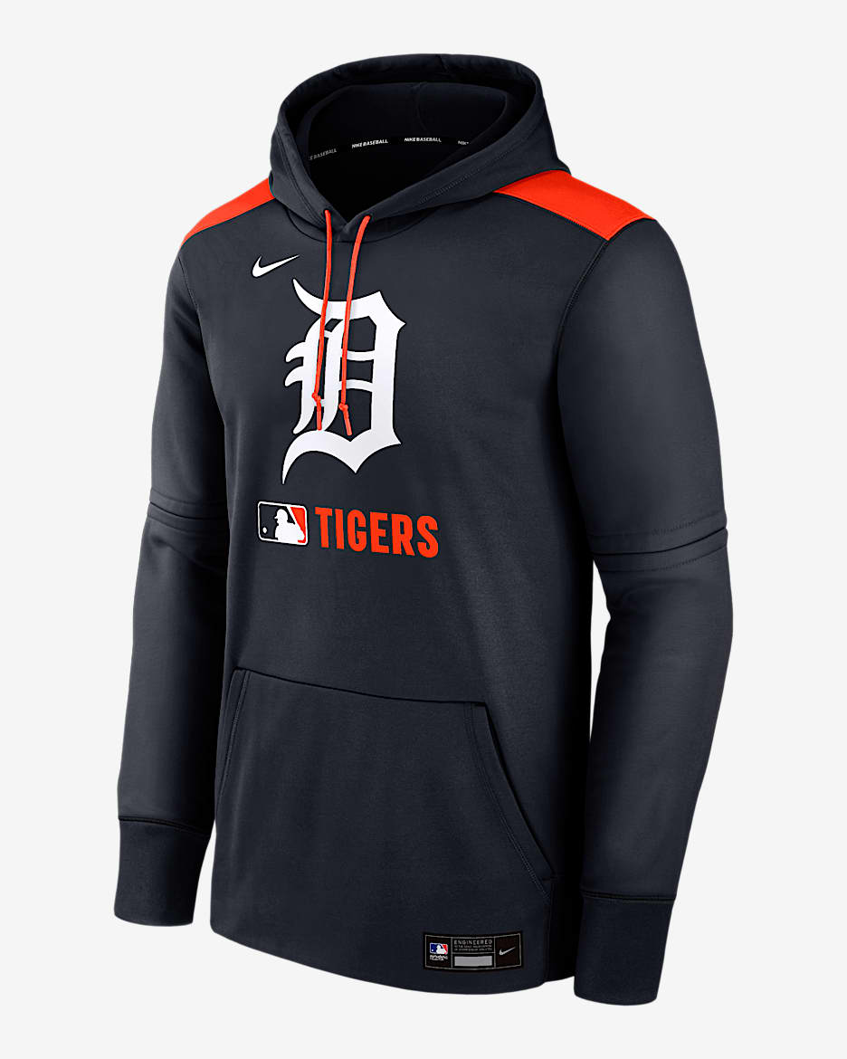 Detroit Tigers Authentic Collection Men's Nike Therma MLB Pullover Hoodie - Navy