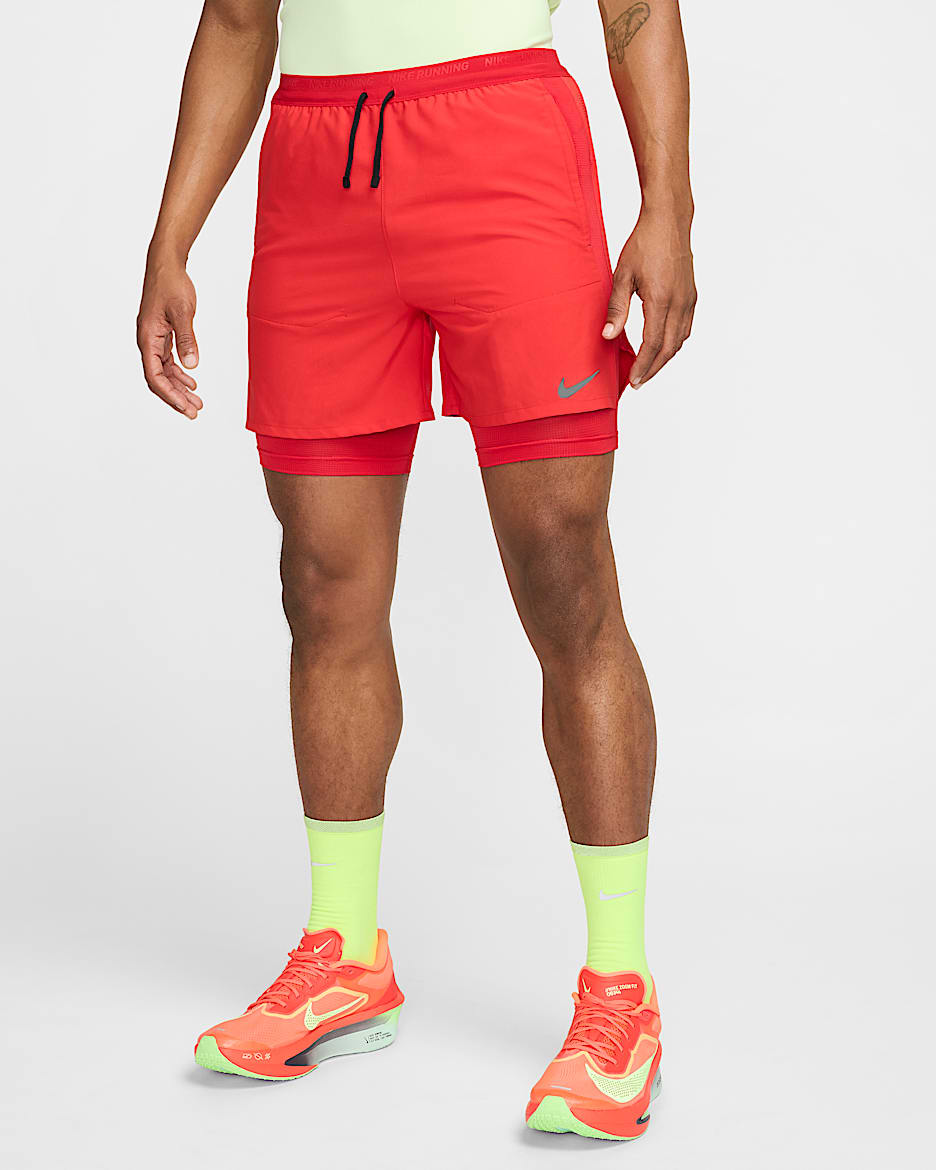 Nike Stride Men's Dri-FIT 13cm (approx.) Hybrid Running Shorts - University Red/University Red/Black