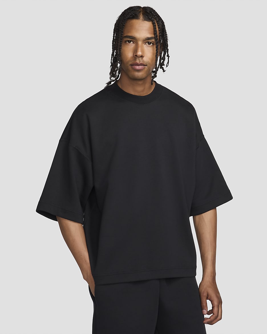 Haut en tissu Fleece à manches courtes Nike Tech pour homme - Noir/Noir