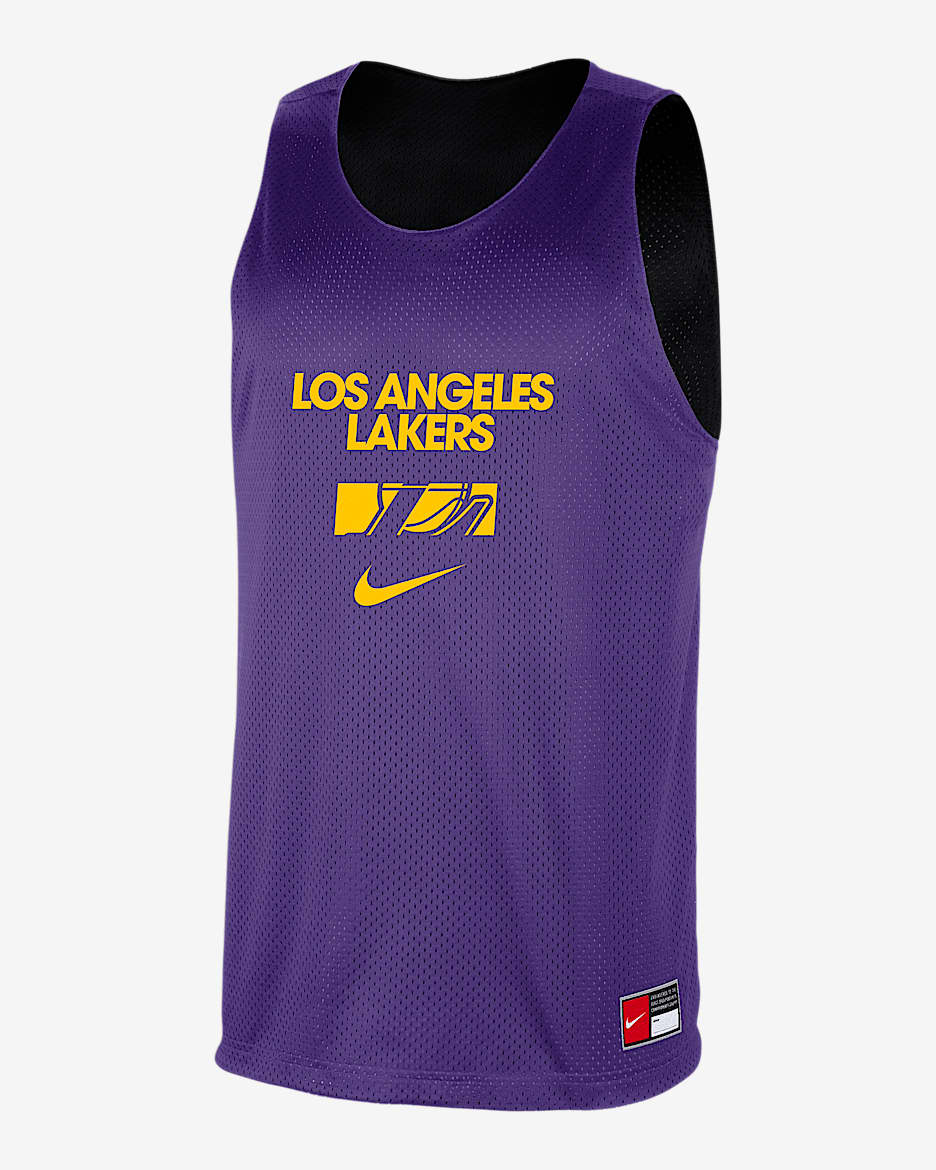 Jersey de entrenamiento Nike de la NBA de malla para hombre Los Angeles Lakers Courtside - Morado campo/Negro/Amarillo