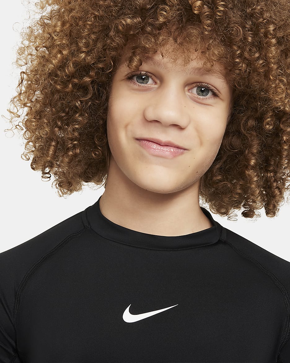 Nike Pro Big Kids' (Boys') Dri-FIT Long-Sleeve Top - Black/White