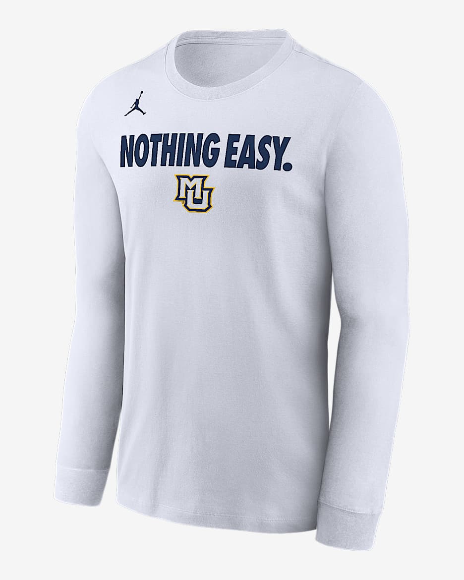 Playera de manga larga universitaria Nike para hombre Marquette - Blanco