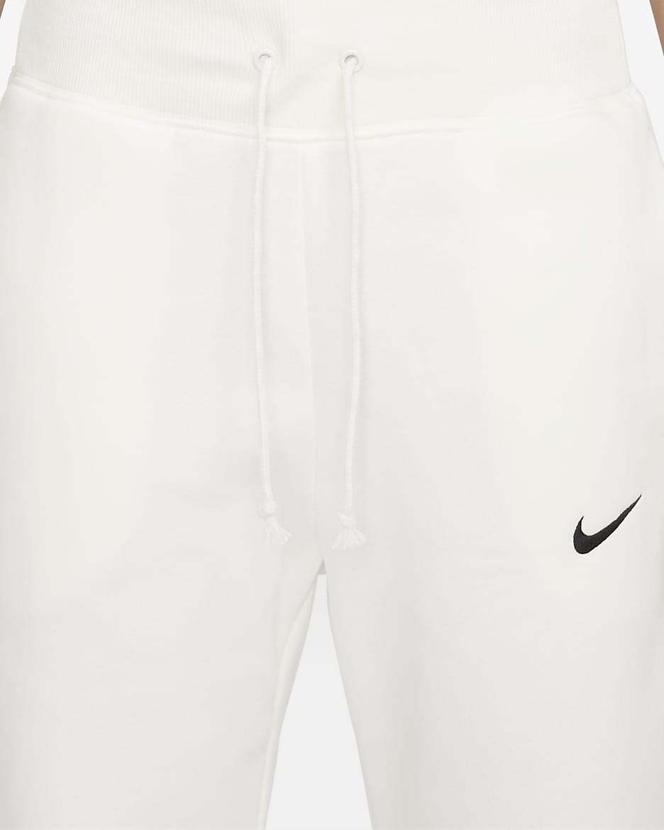 Pants de entrenamiento cropped de tiro alto para mujer Nike Sportswear Phoenix Fleece - Vela/Negro