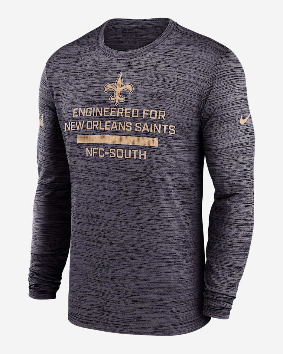 New Orleans Saints Sideline Team Issue Velocity Men's Nike Dri-FIT NFL Long-Sleeve T-Shirt - Black