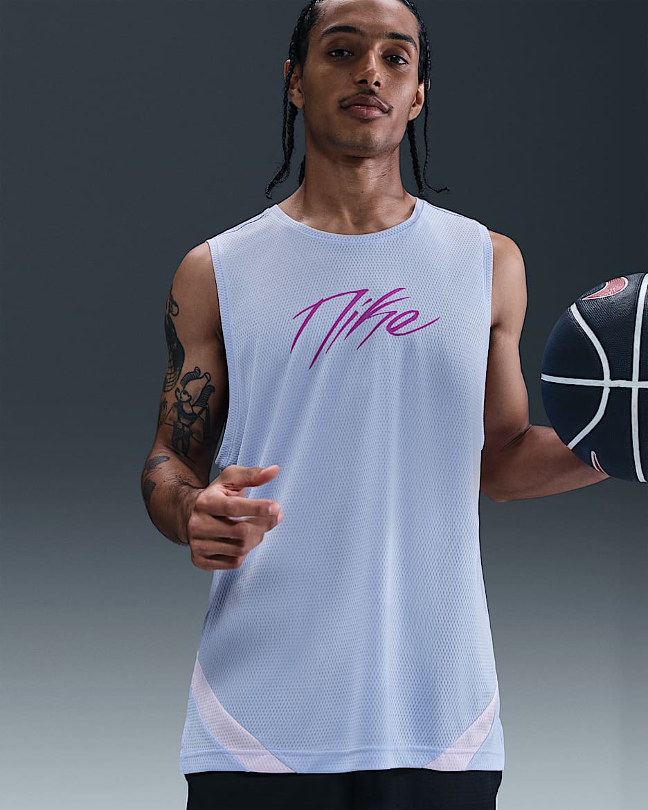 Nike Icon Dri-FIT Erkek Basketbol Forması - Aluminum/Barely Grape/Vivid Purple