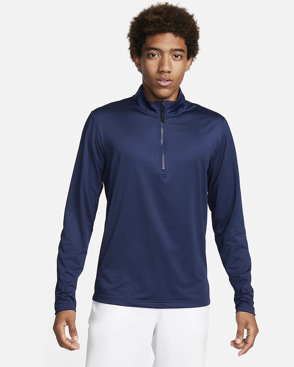 Nike Victory Dri-FIT Golfoberteil mit Halbreißverschluss für Herren - Midnight Navy/Weiß