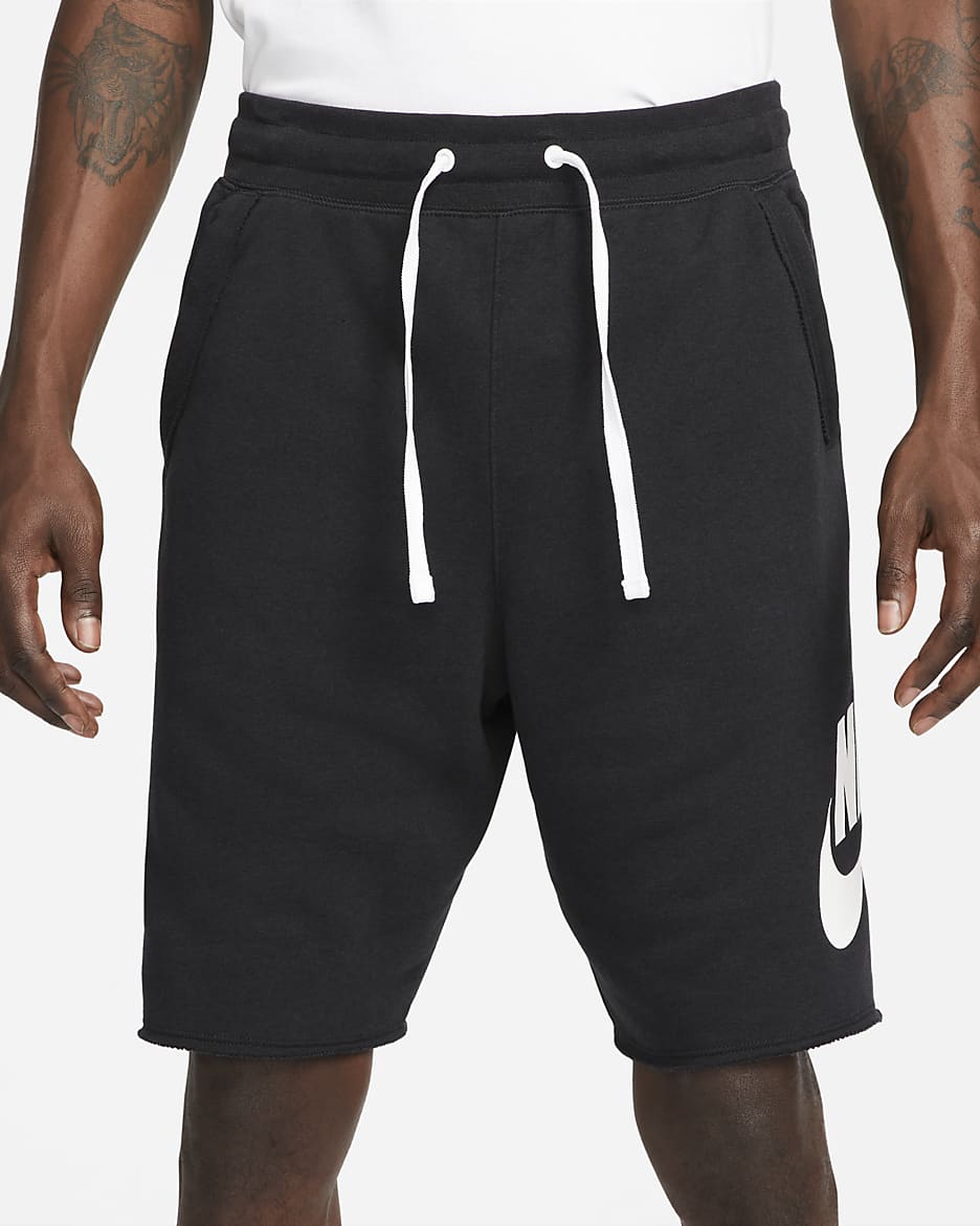 Calções em tecido moletão Nike Club Alumni para homem - Preto/Branco/Branco