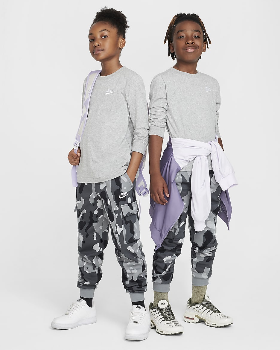 Nike Sportswear Club Fleece Older Kids' Camo Cargo Trousers - Smoke Grey/White