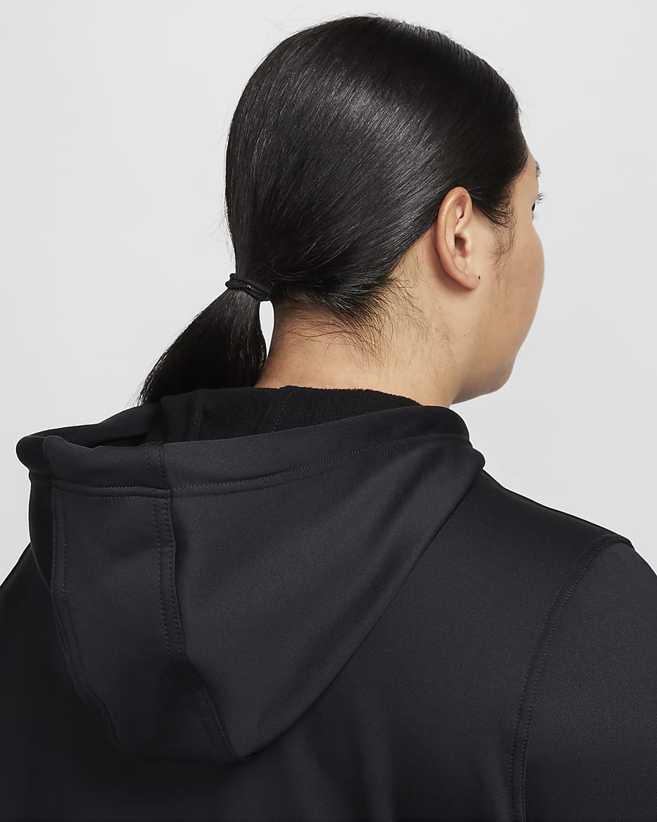 Nike Therma-FIT One Women's Pullover Hoodie (Plus Size) - Black/White