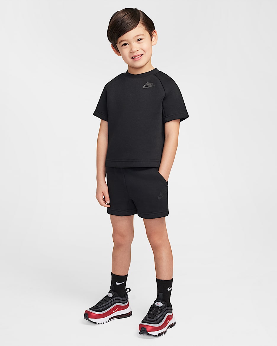 Nike Toddler Tech Fleece Tee and Shorts Set - Black