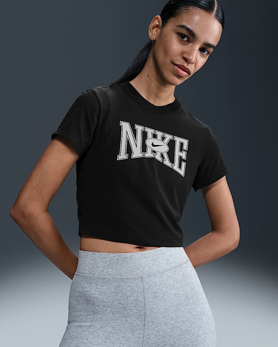 Playera slim cropped para mujer Nike Sportswear - Negro