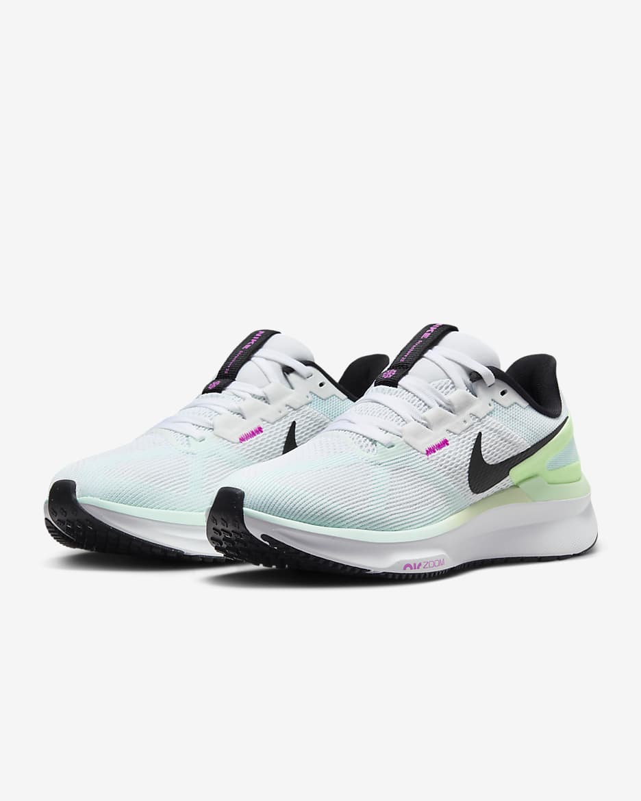 Tenis de correr en pavimento para mujer Nike Structure 25 - Blanco/Azul glacial/Verde vapor/Negro